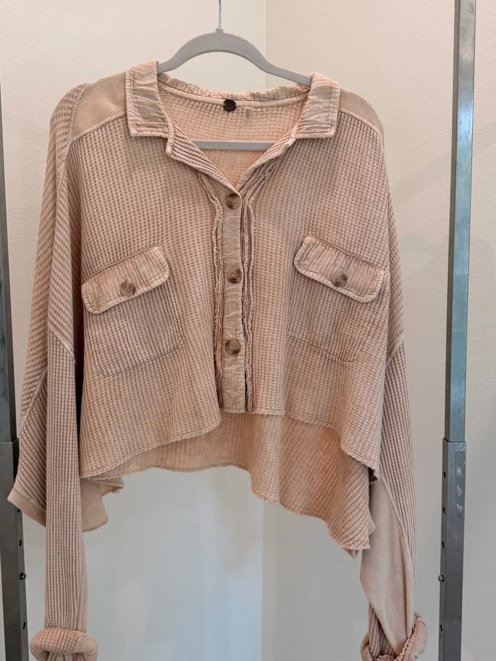 Free People Beige Knit Button-Up Jacket - Picture 3 of 5